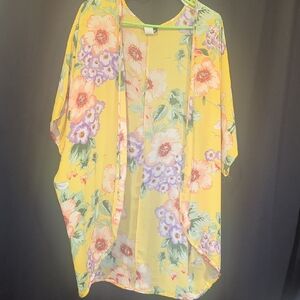 Fashion Magazine Yellow Floral Kimono Tunic